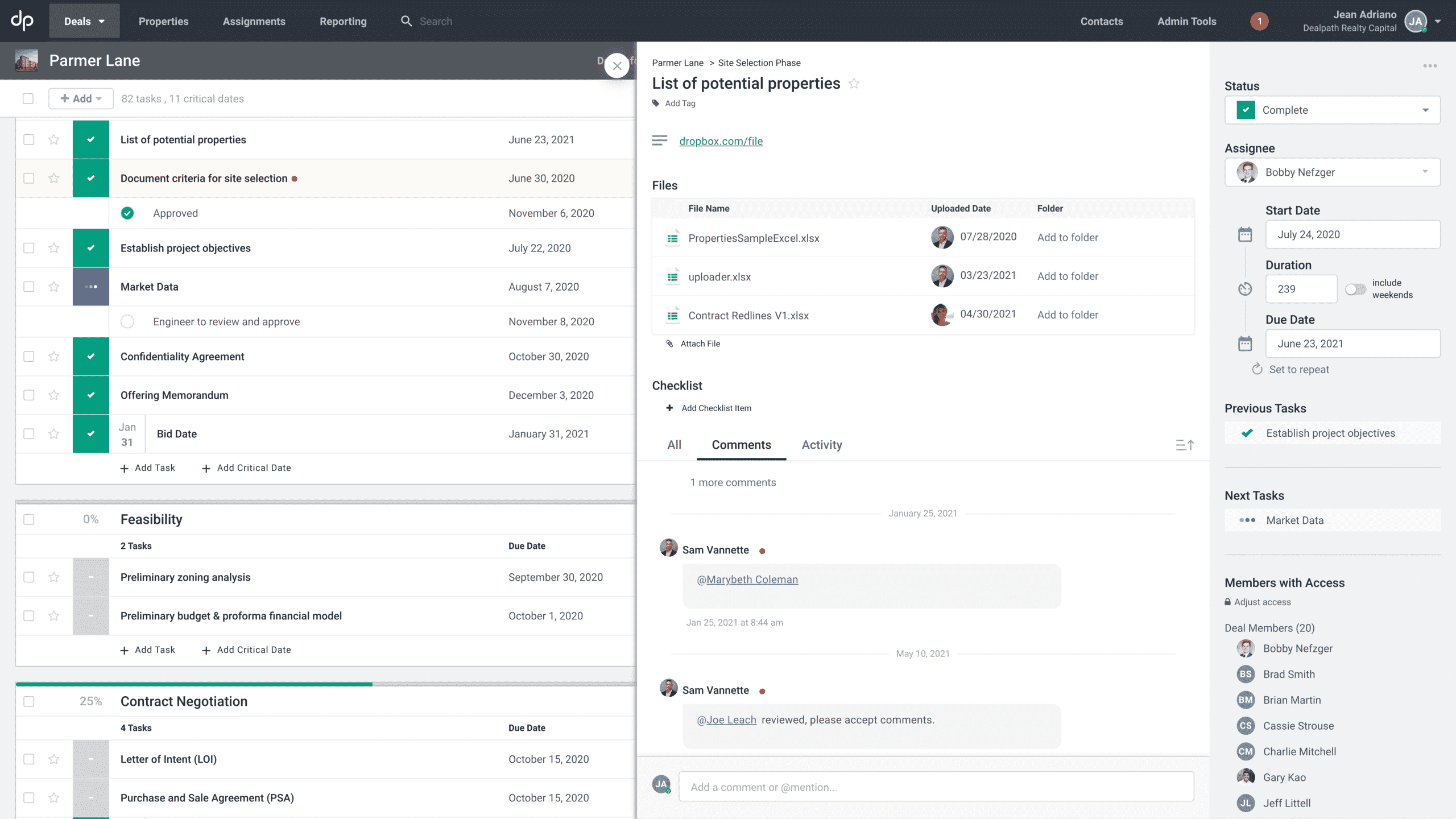 Collaborate by sharing up-to-date files and comments for specific tasks